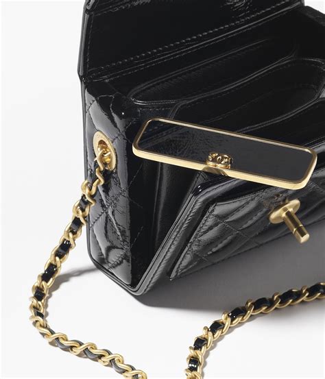 chanel black patent small clutch with chain|CHANEL Patent Crumpled Lambskin Quilted Clutch With Chain .